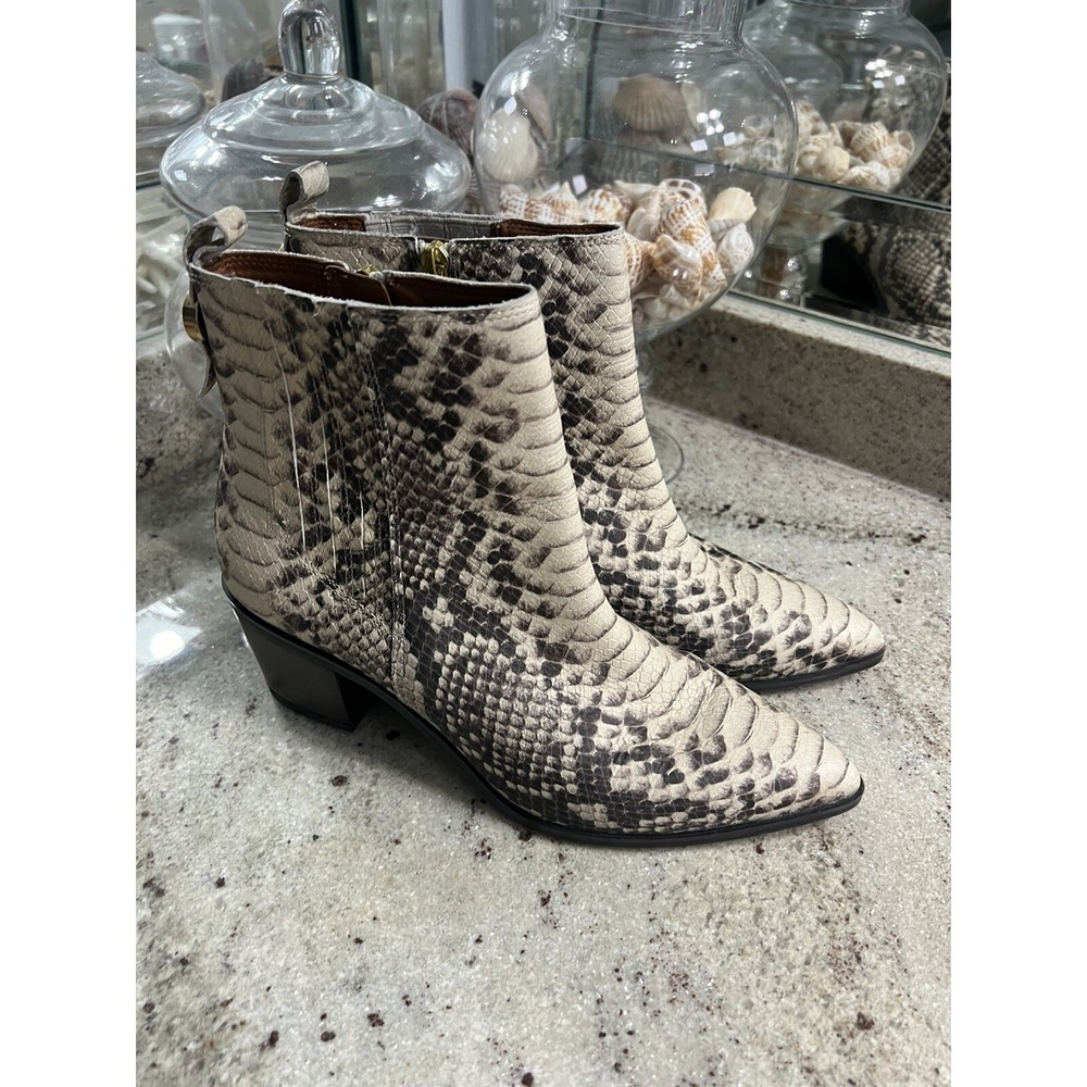 Franco Sarto Shay Roccia Python Print Ankle Boots Size 7.5 Snakeskin Bootie